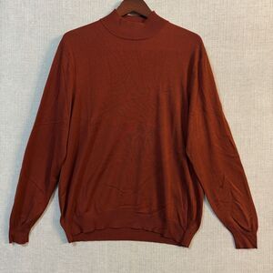 Jos. A. Bank 100% Silk Mock Neck Sweater XL Rust Red Signature Collection